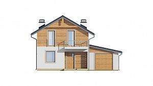 Двухэтажный дом из дерева с функциональной планировкой и гаражом 138,9 кв.м