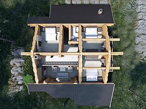 Двухэтажный дом из оцилиндрованного бревна площадью 213 кв.м