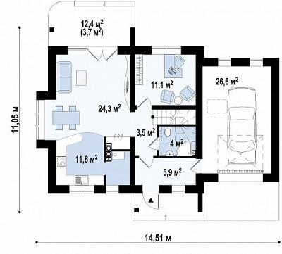 Двухэтажный дом общей площадью 149,8 кв.м