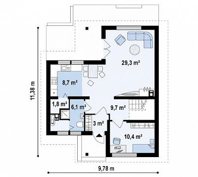 Двухэтажный дом общей площадью 142,6 кв.м