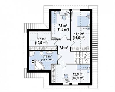 Двухэтажный дом общей площадью 142,6 кв.м