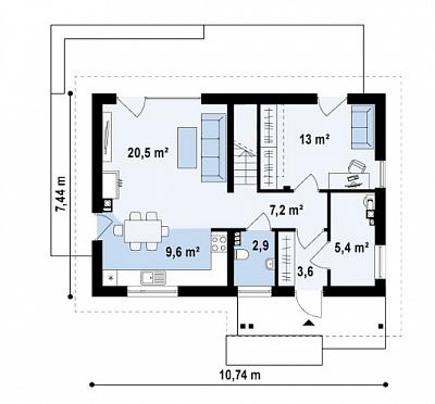 Двухэтажный дом из кирпича на 120,2 кв.м