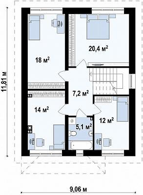 Двухэтажный дом из кирпича на 156,8 кв.м
