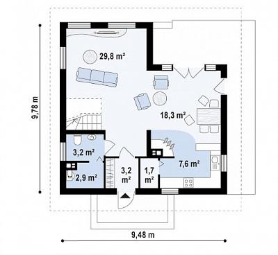 Двухэтажный дом в стиле классика общей площадью 130,2 кв.м