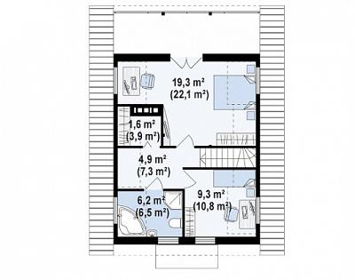 Двухэтажный дом с крытой террасой общей площадью 108,3 кв.м