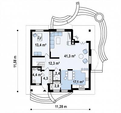 Двухэтажный кирпичный дом в классическом стиле 186,6 кв.м