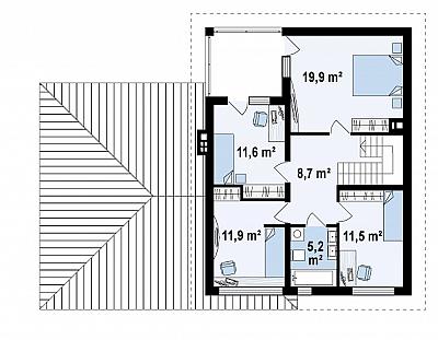 Двухэтажный дом из кирпича с гаражом на две машины в европейском стиле 185,9 кв.м