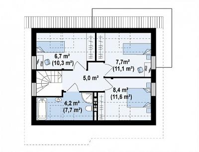 Двухэтажный каркасный дом в стиле классики общей площадью 91,8 кв.м