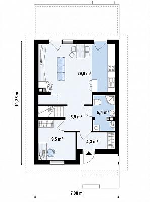 Двухэтажный дом с мансардным этажом общей площадью 110,2 кв.м