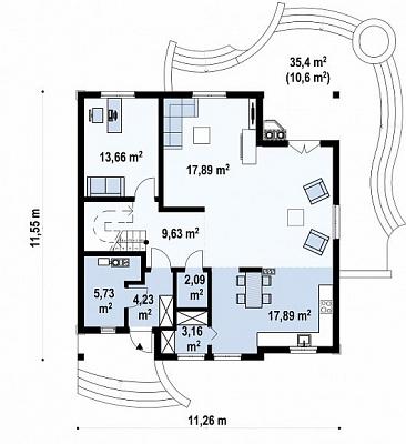 Двухэтажный мансардный дом с балконом общей площадью 200,9 кв.м