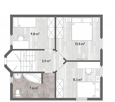 Двухэтажный каркасный коттедж в классическом стиле 110 кв.м
