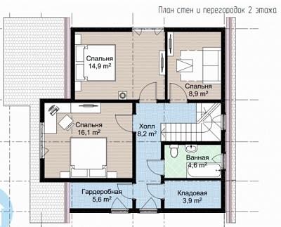 Двухэтажный каркасный дом в европейском стиле 143,1 кв.м