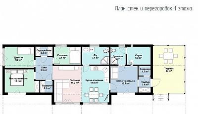 Одноэтажный каркасный дом в классическом стиле 130,3 кв.м