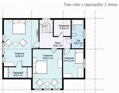 Двухэтажный каркасный дом в классическом стиле 225,6 кв.м