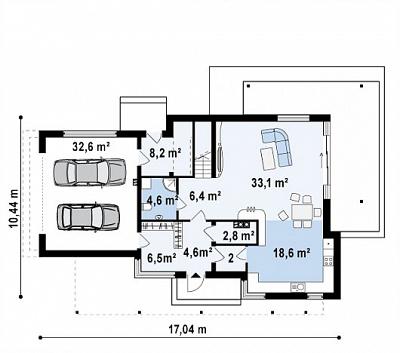 Двухэтажный дом с гаражом в стиле модерн 238,2 кв.м