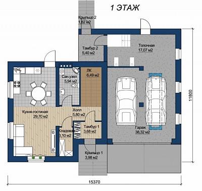 Двухэтажный дом из силикатных блоков для постоянного проживания площадью 170,48 кв.м