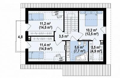 Двухэтажный дом из кирпича на 120,2 кв.м
