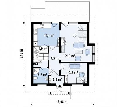 Двухэтажный дом из кирпича на 118,6 кв.м