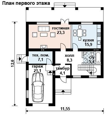 Двухэтажный дом из арболита с гаражом площадью 162 кв.м