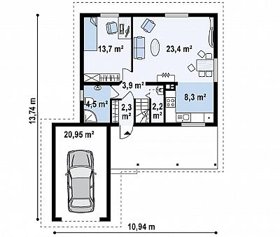 Двухэтажный дом с гаражом 134,6 кв.м